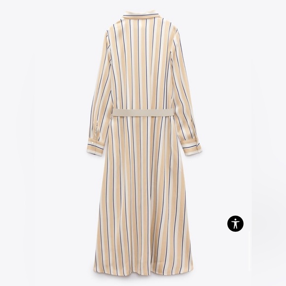 NWT Zara Satin Striped Midi Dress - Picture 6 of 10